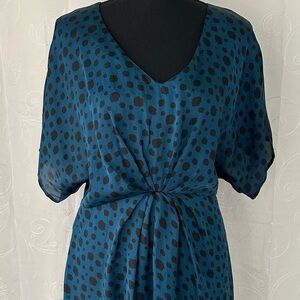 Forever 21 Cobalt Blue & Black Leopard Print Dress